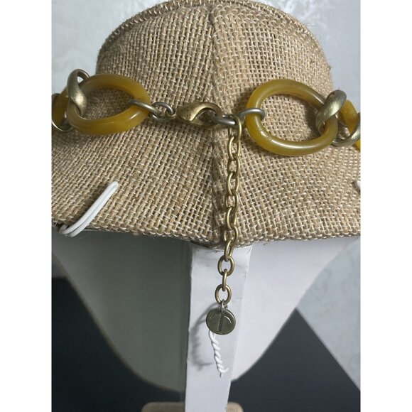 Talbots Mustard Yellow Acrylic & Silver-Tone Link Necklace With Chain Extender - Picture 4 of 4